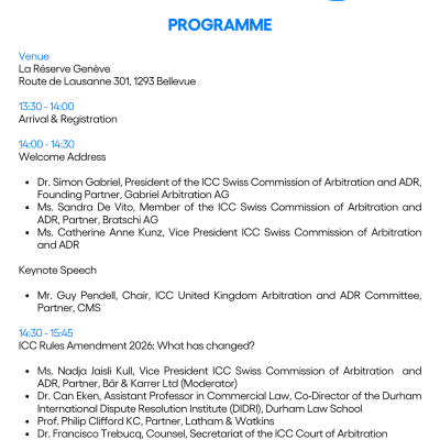 Invitation to the Arbitration Reception and Program